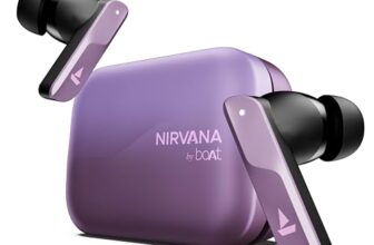 Boat Nirvana X TWS,Knowles Dual Drivers, Hi-Res Audio LDAC, App Support,4Mic ENx,Dual Pair,Spatial Audio,Fast Charge, Bluetooth Earbuds, TWS Ear Buds Wireless Earphones with mic(Smoky Amethyst)
