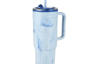 MILTON Puris 1200 Plastic Water Tumbler | 2-in1 Lid Sip or Gulp | Crystal Clear BPA Free-Food Grade | Sturdy Handle | Large Travel Mug for Gym, Office & Outdoor Use, 1200 ml, Light Blue