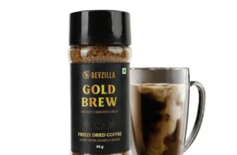 Bevzilla Gold Brew Instant Freeze Dried Coffee Powder – 95g Jar |Arabica Coffee | Best for Hot & Cold Brews | Best for Espresso, Cappuccino & Iced Coffee | No Preservatives | Unbreakable Jar