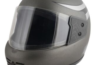 Sage Square Audi Kimi Full Face Helmet | ISI Certified | Clear Visor | Ultra Comfort Inner Padding Extra Comfort & Stylish (Grey Matte- Silver Decal, XLarge)