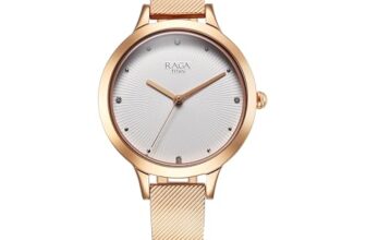 Titan Raga Memoirs Quartz Analog White Dial with Rose Gold Color Metal Strap Watch for Women
