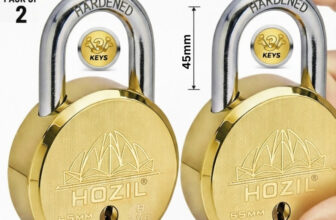 HOZIL 65MM Lotus Design | Hardened Shackle | Double Locking | 8 Levers (Pack of 2) Padlock(Gold)