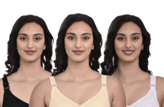 ENCIGER Women’s Full Coverage Bra Pack of 3 – Non-Padded Wire-Free Broad Strap Support Bra for Daily Use (Black_Cream_White_c_34)
