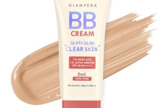 Glamveda BB Cream Lightweight Foundation | Dark Skin Tone BB Cream for Women With SPF 50++++ | Instant Spot Coverage | Light Make-up Glow | Non-Sticky & Waterproof | Colour Correction – 30g
