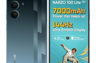 realme narzo 100 Lite 5G (Thunder Black,6GB+128GB) | 7000mAh Titan Battery | 4 Years, Zero Lag | 144 Hz Ultra Smooth Display | 6 nm Octa-core 5G Chipset | Color Pop Design | VC Cooling
