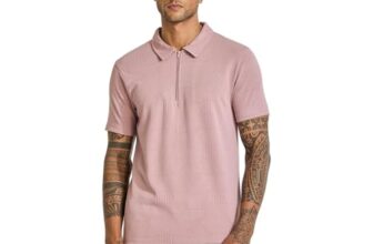 SNITCH Men’s Textured T-Shirts | Casual Wear| College Wear Streetwear Style | Polyester Polo Half Sleeve Slim Fit Light Pink