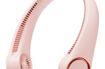 Gaiatop Portable Neck Fan Hands-Free Bladeless Rechargeable USB Fan with 3 Speeds and 72 Air Outlets, Adjustable Personal Cooling Fan for Indoor Outdoor Travel Office (Pink)