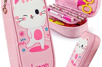 Zest 4 Toyz Cartoon Pencil Case for Kids Cat Pencil Pouch with Large Capacity Water Resistant Durable Zipper and Large Capacity School Pouch for Girls and Boys