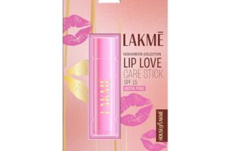 Lakme Lip Love Care Stick Insta Pink, with 10% Vitamin E Complex, nourished with Shea & Cocoa Butter and enriched with Almond & Jojoba Oil for 24hr moisturization in just 1 swipe, with SPF 15, 4.5g