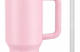Toy Imagine Stainless Steel Insulated Tumbler with Handle, Lid & Straw | Hot & Cold Large Travel Mug Water Cup for Gym, Office & Outdoor Use | Leakproof | 1200 ml(Pink)