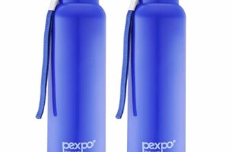 Pexpo Stereo 900 PU Insulated Water Bottle for Adult – 680ml | Wide Mouth Cap | Leakproof & BPA Free| Stainless Steel | Carry Loop | for School, Sports, Travel, Picnic, Outdoor – Blue Pack of 2