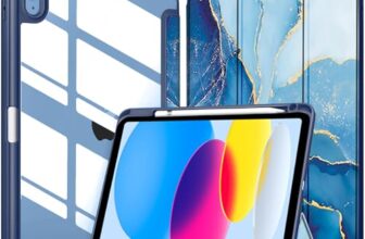 Robustrion Cover for iPad 11th (A16) / 10th Generation Cover Case (2025/2022) [Pencil Holder] (Right Side) [Auto Sleep Wake], Trifold Flip Stand Case for iPad 10th Gen / 11th Generation – Marble Blue