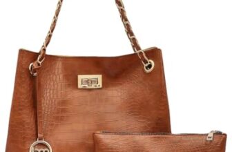 Bagsy Malone Bucket Shaped Tote Bag -Set of 2 | Handcrafted Side Tote Bag for Office and College (Croco Maroon)