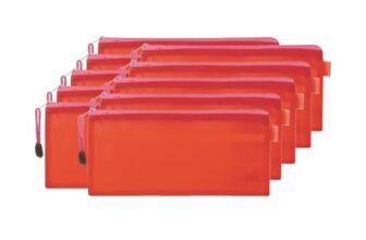 GLUN® Stationary Pouch with Zipper Closing Unisex, Organizer for Office, Collage, School, Cute Cosmetic Bag for Women, Multi-Purpose Pouch Red Frozen Colour Pack of 10