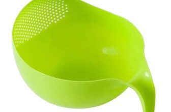 E-COSMOS Water Strainer Multi-Use Strainer/Washer Bowl for Rice Vegetable & Fruits (Rice Bowl) (Pack of 1, Green)