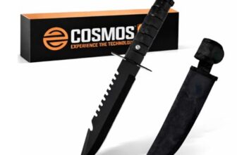 E-COSMOS® Carbon Steel Utility Knife,Sharp Black Kitchen Knife with Protective Sheath, Ergonomic Handle for Slicing Fruits, Vegetables, and Meat, 1-Piece