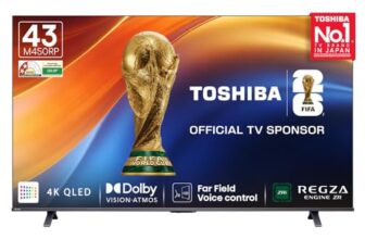 Toshiba 108 cm (43 Inches) 4K Ultra HD Smart QLED TV | Dolby Atmos, HDR10+ | 24W Powerful Speakers | AI Sports Mode | REGZA Engine ZR | Voice Control | AI 4K Upscaling | VIDAA OS | 43M450RP (Black)