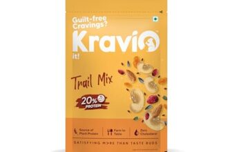 Kravio Premium Trail Mix 200g | Mixed Dry Fruits & Nuts Contains Cashew, Almond, Cranberry, Raisins, Pumpkin, Sunflower & Flax Seeds | Healthy Snacks, 20% Protein, Rich in Fibre, Zero Cholesterol