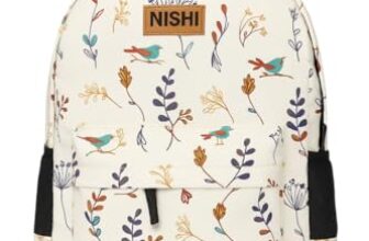 NISHI – Kids Backpack Waterproof Backpack, Girls & Women Stylish Trendy College, School & Casual Daypacks Bag (White Jungle)