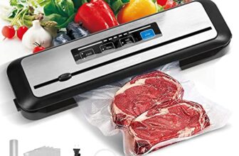 INKBIRD Vacuum Sealer Machine INK-VS01 One-touch Automatic Food Preserving Machine with Sealer Bags Storage Built-in Cutter Vacuum Packer Machine for Sous Vide Cooking Dry & Moist Food Mode UK Plug