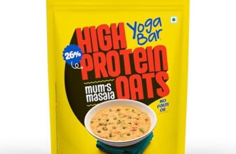Yogabar 26g High Protein Oats 1kg , Mum’s Masala – Breakfast Cereal with Wholegrains, 26% Protein & No Palm Oil – Oats High Protein for Gym – Premium Protein Blend with Whey Protein Powder – with Goodness of Chia, Sunflower & Pumpkin Seeds & Probiotics for Absorption