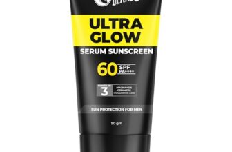 Beardo Ultra Glow Serum Sunscreen SPF 60+ PA++++| UVA/UVB Protection | No White Cast | Ultra Lightweight 3 in 1 with Niacinamide, Ceramides & Hyaluronic Acid | Non-Greasy | Designed for Men | 50g