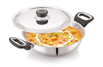 Anjali FPKD24 Stainless Steel Pro Kadai with Stainless Steel Lid 2.5 LTR Induction and Gas Stove Base