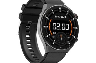 Salora Uwear Smart Watch with 1.5″ Round Display,Bt Calling,250+ Watch Faces,Heart&Spo2 Monitoring,21 Sports Modes,Sleep Monitor,Waterproof&7Days Battery iOS Android Compatible(Black+Dark Grey)