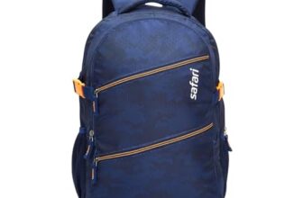 Safari Omega Plus 30L Casual Laptop Backpack, 2 compartments, Raincover, Organizer, Full body print, Bottle holder, Front pockets Color- Blue