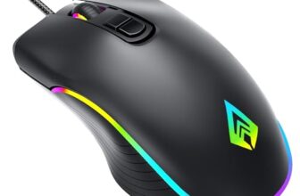 archer Tech lab Recurve 200 Rubber Oil Finish Wired Gaming Mouse,Adjustable 12800 Dpi&7 Buttons,13 Color Breathing RGB,Gaming Sensor with 1000Hz Polling Rate,Compatible with Pc/Mac – Black