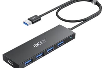 Acer USB Hub for Laptops 4-in-1, Multi USB 3.0 Port Hub Extension Adapter, Type A Splitter Extender for Keyboard, Mouse, Compatible with acer PC, XPS, Surface, ThinkPad – 2FT/60cm
