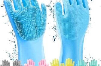 GLUN Magic Silicone Dish Washing Gloves, Silicon Cleaning Gloves, Silicon Hand Gloves for Kitchen Dishwashing and Pet Grooming, Great for Washing Dish, Car, Bathroom (1 Pair,Assorted)