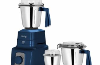 McCoy Tuff 888 750W Mixer Grinder | Clip Lid Lock | Hands-Free Operation | Powerful Motor | 3 Stainless Steel Jars | Sleek Anti-Skid Design, Blue & Grey | 2 Year Warranty