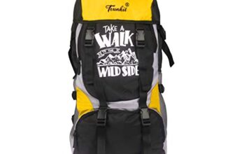 Trunkit Adventure Series Water Resistance Trekking Hiking Travel Bag With Shoe Compartment Rucksack – 55 L (Black/Yellow)