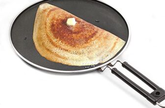 MILTON Pro cook Black Pearl Aluminium Non Stick Flat Dosa Tawa, 27 cm, Gas & Induction Compatible, Bakelite Handle and Metal Spoon Friendly, Grey, 1 Years Warranty