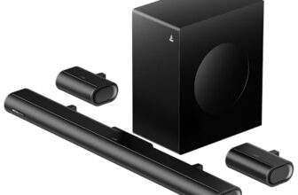 Boat Aavante Prime 5.1 5000DA, Dolby Atmos, 500W, 5.1CH w/Wired Subwoofer & Wired Satellites, Multi Compatibility, Bluetooth Sound bar, Home Theatre Soundbar Speaker (Premium Black)