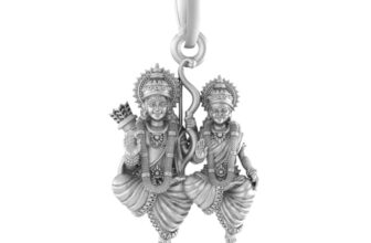 Akshat Sapphire Sterling Silver (92.5% purity) God Ram and Maa Sita (Big Size) Pendant for Men & Women Pure Silver Bhagwan Shri Ram Sita (Big Size) Locket for Good Health & Wealth