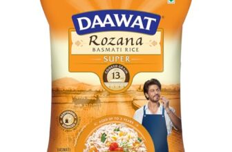Daawat Rozana Super Basmati Rice 5Kg| For Everyday Consumption| Cooked Grain Upto 13mm*| Naturally Aged