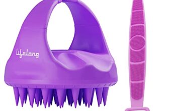 Lifelong Silicone Manual Scalp Massager Shampoo Brush With Body Scrubber For Washing Hair, Scalp Brush For Hair Growth & Dandruff Treatment|For All Hair Types Of Women(Purple, Llm666)