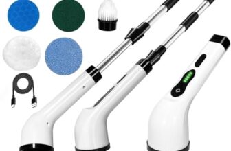 Seseno 9 in 1 Electric Spin Scrubber, Cleaning Brush Scrubber for Home, 300RPM/Min, 8 Replaceable Brush Heads, 3 Adjustable Size, 2 Adjustable Speeds, for Bathroom, Floor Tiles