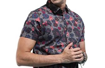 KETCH Mens Half Sleeve Slim Fit Shirt (KHSH001337_Grey_S)
