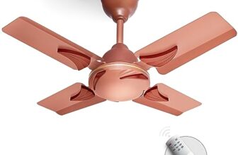 LONGWAY Creta P1 600 mm/24 inch Ultra High Speed 4 Blade Anti-Dust Decorative Star Rated Remote Controlled Ceiling Fan 2 Years Warranty (Rusty Brown, Pack of 1)