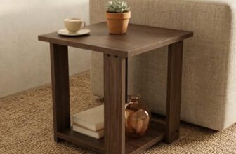 DFC Element Aura Side Table Walnut Brown Finish | Modern Bedside Table for Bedroom | Wooden End Table for Living Room | Small Coffee Table | Stylish Home Furniture