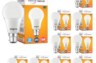 Wipro Garnet 10W LED Bulb for Home & Office |Cool Day White (6500K) | B22 Base|220 degree Light coverage |4Kv Surge Protection |400V High Voltage Protection |Energy Efficient | Pack of 10