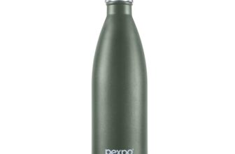 Pexpo Water Bottle 1 LTR| Hot and Cold Flask | ISI Certified Stainless Steel | 3 Layer Insulation | Leakproof | for Home, Office | 2-Year Warranty | Electro 980ml | Military Green