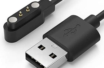 Sounce Smartwatch Usb Type Charging Cable Compatible With Boat, Fire Boltt, Noise, Dizo, Beatxp, Fast-Track, Ptron 2 Pin Charger Watches (Cable Only), Black