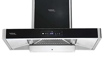 Hindware Smart Appliances | Optimus iPro 90 cm 1400 m³/hr Chimney | IoT Enabled | MaxX Silence Technology | T-Shape | Auto-Clean | Motion Sensor | Touch Control |Wall Mounted (32% Less Noise, Black)