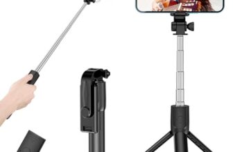 HOLD UP Selfie Stick, Extendable Selfie Stick with Wireless Remote and Tripod Stand, Portable, Lightweight, Compatible with All Smartphone and Mobile (Black)