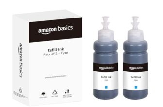 amazon basics T664 Refill Ink Bottle (Dual Pack) | Compatible with Epson L130/L360/L380/L361/L565/L210/L220/L310/L350/L355/L365/L385/L405/L455/L485 | Leak-Proof (70ml, Cyan)