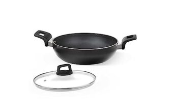 Borosil Granito Non-Stick Fry Pan, Induction Friendly, Granite Finish, PFOA-Free,28 cm Diameter, Black